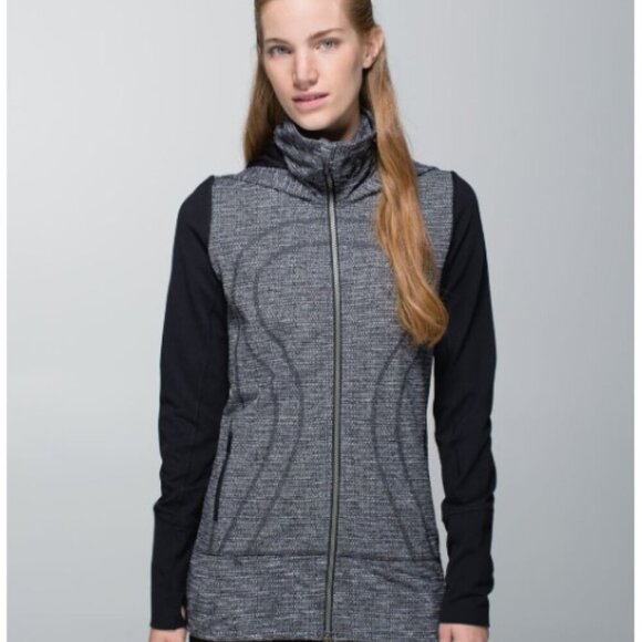 Lululemon Stride Jacket II- Coco Pique Black and Grey- Size 2 - Picture 1 of 14
